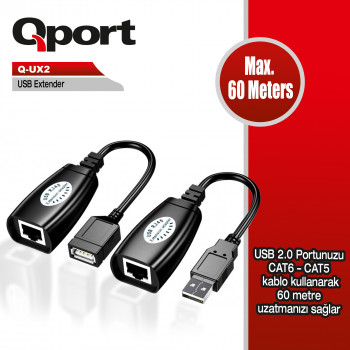 QPORT Q-UX2 60MT USB EXTENDER 2'Lİ PAKET